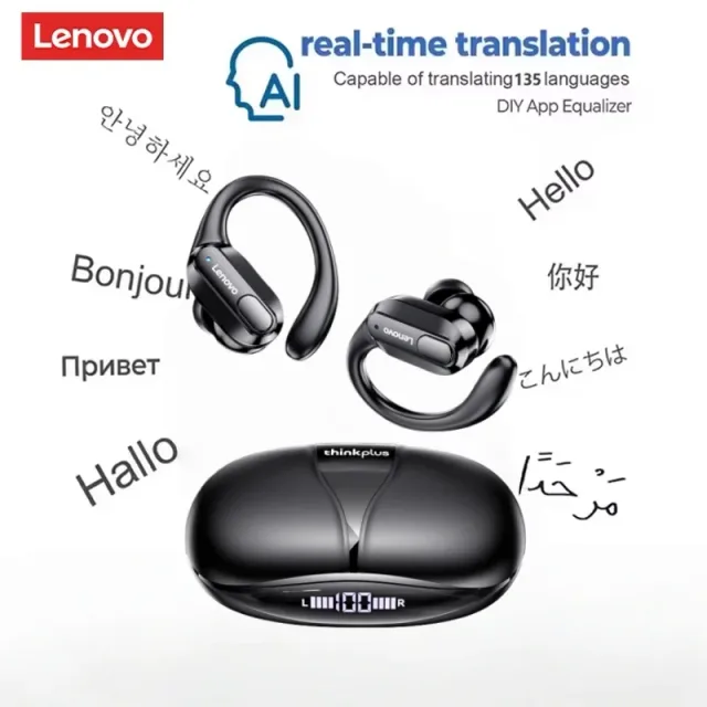 마이크, 버튼 제어, LED 전원 디스플레이, 하이파이 스테레오 사운드 앱 AI 번역기 헤드셋이 포함된 Lenovo XT80 스포츠 무선 이어폰
