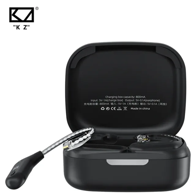 KZ AZ09 HD Bluetooth 호환 모듈 5.2 헤드폰 무선 업그레이드 케이블 HIFI 무선 이어훅 CPIn(충전 빈 포함)