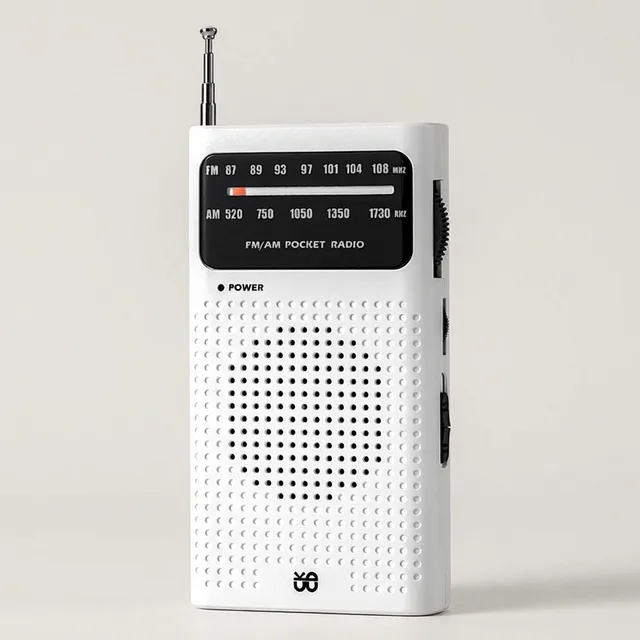 휴대용 고감도 FM/AM 라디오, W908, DSP칩, 초경량, 포켓사이즈, 재난 비상용, 화이트, 1개